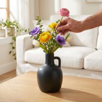 Product Mini ceramic vase matt black with handle Ø9cm H14.5cm