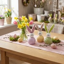 Product Easter bunnies pink green yellow wooden bunnies decoration 8×22cm 3pcs