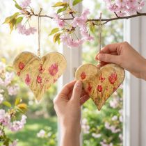 Product Wooden Hearts for Hanging Flowers Natural Pink H18cm 2 Pcs