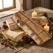 Product Wooden tray with tree bark birch wood decoration 25×10×2cm 4 pieces