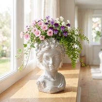Product Sculpture female bust cast stone planter grey antique 15×14×25cm