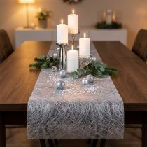 Product Decorative fleece table runner decorative fleece table runner silver 23cm 25m