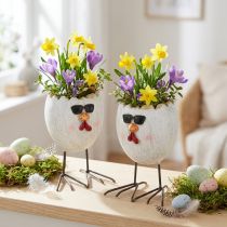 Product Mini Planter Egg Chicken with Sunglasses and Feet H12.5cm 2 pcs