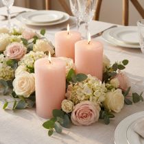 Product Pink pillar candles 70x120mm - Set of 4 Light pink decorative candles for romance &amp; coziness, wedding decoration