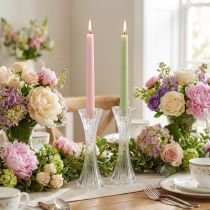 Product Candle holder glass clear stick candle holder grooves H20cm 2pcs