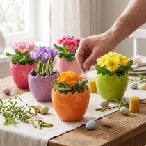 Product Decorative planter Easter colorful Easter eggs ceramic Ø11cm 4 pcs