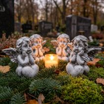 Product Small angel with heart grave decoration figure grey H5.5cm 6 pcs