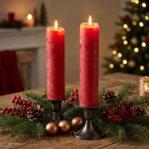 Product Red Pillar Candles Set of 4 – Solid Colour Wax, 50x300mm