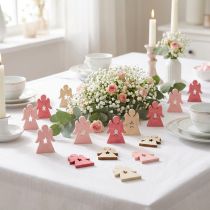 Product Wooden angels for scattering pink, rose, white 4cm 72 pcs