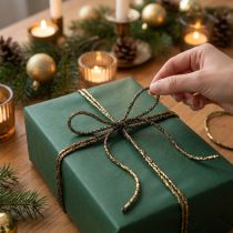 Product Shiny Black and Gold Cord for Gift Wrapping and Decoration, 3mm x 20m, Polyester