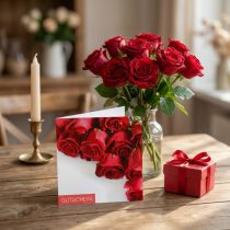 Product Gift card red roses + envelope 1 pc