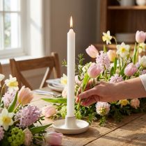 Product Rustic candles white with cone base 350/28mm 4 pcs