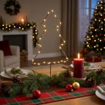 Product LED Christmas Tree Table Decoration, Battery Operated, Black Metal, 47cm, Indoor Use
