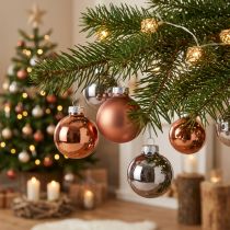 Product Glass balls tree Christmas silver apricot Ø4cm 24 pcs