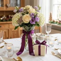 Product Taft Ribbon Berry Purple 50m Various Widths for Indoor Decoration