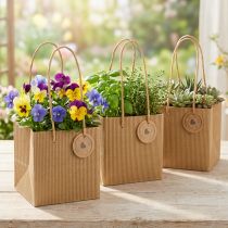 Product Paper Flowerpot Ribbed with Foil 12x12cm 8 pcs