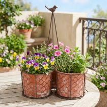 Product Flowerpot Ceramic Mesh Basket Metal Brown Ø30cm H11.5cm