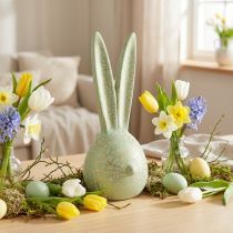 Product Easter decoration rabbit head mint green gold craquelure 16.5x16x40cm