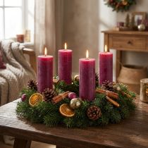 Product Candles dyed in Berry Taper candles 34x240mm 4 pcs