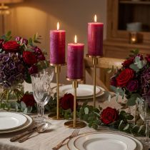 Product Solid colored taper candles, Berry color, 22 x 240 mm, 12 pieces