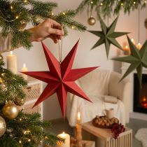 Product Red Paper Star with Jute Covering for Festive Home Decoration