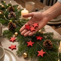 Product Scatter decoration Christmas stars red wooden stars Ø4cm 24 pcs