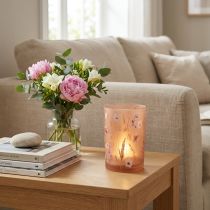Product Glass tealight holder with floral motif for cozy moments in the home, 18cm