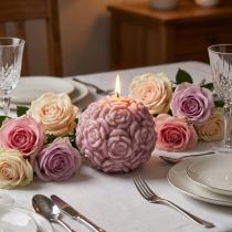 Product Ball candle with rose motif as romantic table decoration