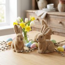 Product Decorative Sitting Easter Rabbits Brown – 2nd Choice – Flocked H15cm 4 pcs