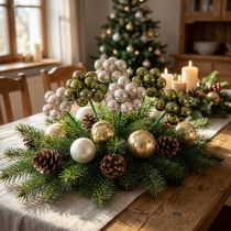 Product Mirror Berries Christmas Baubles Green Silver Ø20mm 140pcs