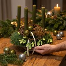 Product Glass Christmas tree baubles, glossy, in olive and silver-grey, 5cm, 24 pieces
