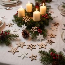 Product Christmas decoration wooden stars white/natural Ø4cm 72 pcs