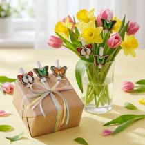 Product Decorative clip butterfly, gift decoration, spring, butterflies made of wood 6pcs