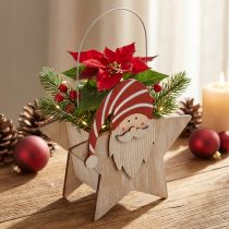 Product Star made of wood gnome red white table decoration 15.5×6×16.5cm