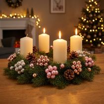 Product Mini Christmas balls glass mirror berries pink cream Ø20mm 140 pcs