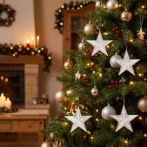 Product Star for hanging Transparent with glitter 9.5cm 12pcs