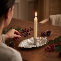 Product Candlestick plate leaf silver 22x13.5x5.5cm