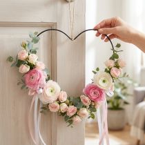 Product Metal ring heart shape, hanging decoration metal, decoration loop black W32.5cm 4 pieces