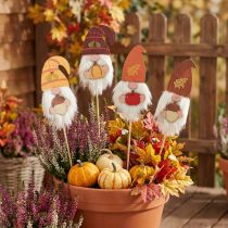 Product Garden stake gnome autumn decoration wood assorted 39cm 8 pcs