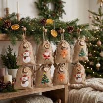 Product Gift bag Christmas bag Jute Look 10×13cm 8pcs