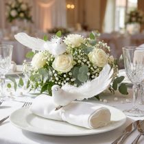 Product Decorative doves on clips, pair of doves with feathers and glitter, white, 16cm, 2 pieces