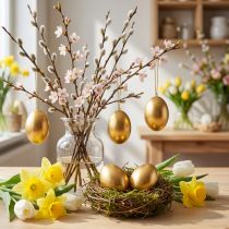 Product Chicken Eggs Golden Blown Out Eggs Easter Decoration 10 Pcs