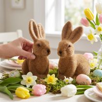 Product Decorative Bunny Flocked Brown Easter Bunny Decoration 15cm 4 Pcs