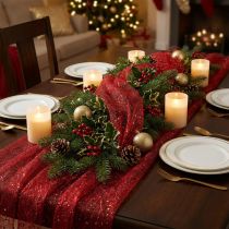 Product Christmas Deco Fabric Polyester Red x 2 assorted 35x200cm