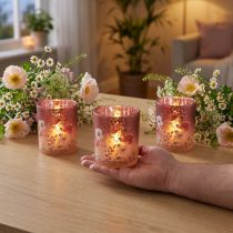 Product Elegant candle holder with floral motifs for atmospheric room design, 8cm, 4 pieces.