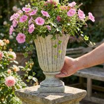 Product Plant pot Cast stone Antique style Grey Ø17.5cm H25cm
