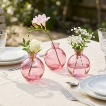 Product Glass vases bulbous pink retro mini vases Ø7.5cm H9cm 6 pcs