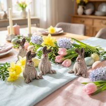 Product Easter Bunny Ceramic Funny Decoration Rabbit Brown H7cm 6 Pcs