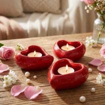 Product Ceramic Decorative Heart Red Bowl Glossy 11.5×10×5.5cm 3 pcs