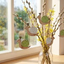 Product Decorative Snail Wooden Decoration for Hanging Natural Green 6.5cm 12 Pcs